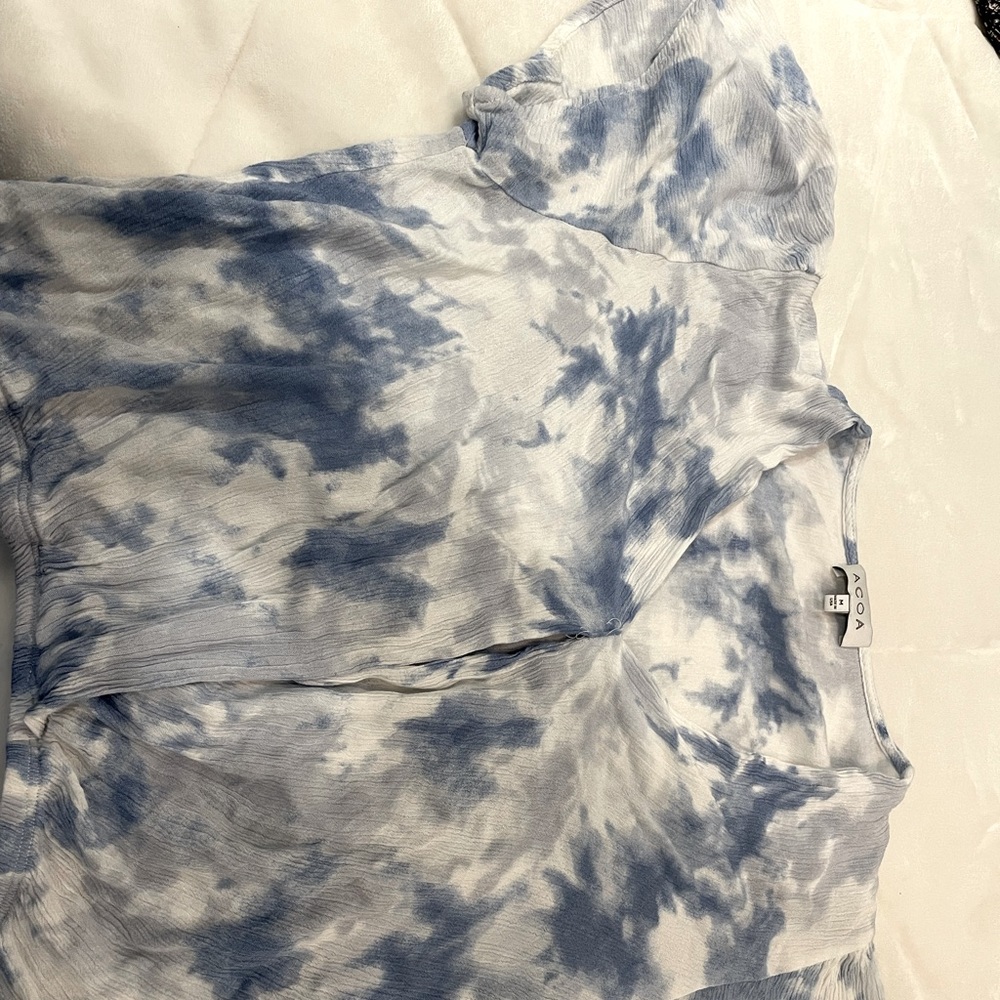 blue and white blouse